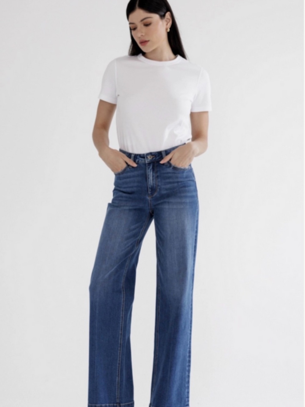 Mica High-Rise Wide Leg Jeans in Medium Blue Size 31 NWT